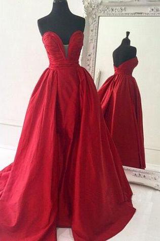 Red Prom Dresses,Simple Prom Dress,Sexy Prom Dress,Cheap Prom Dresses,2016 Formal Gown,Satin Evening Gowns,Ball Gown Party Dress,Prom Gown For Teens