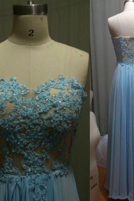 Blue Prom Dresses,a-line Prom Dress,lace Prom Dress,strapless Prom Dress,chiffon Prom Dress,simple Evening Gowns,backless Party Dress,elegant