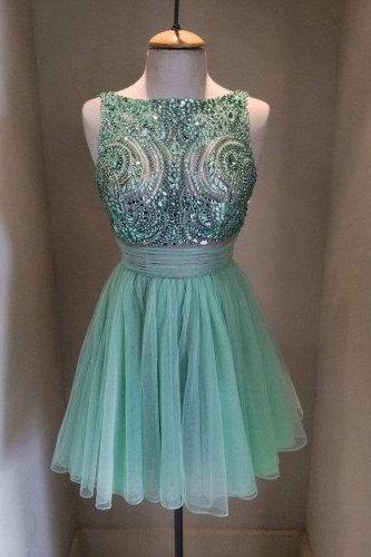 Short Beaded Homecoming Dress Whith Flower Type,Handmade Homecoming Dresses,Pretty Cocktail Dresses