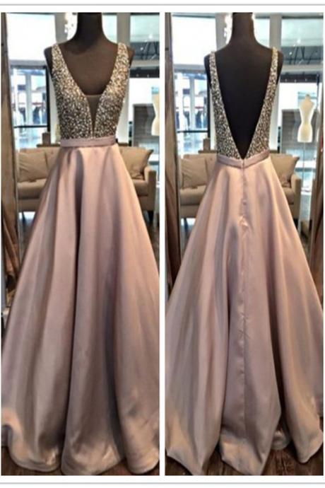 Pretty Backless Long Prom Dresses,Modest Prom Dress,Sparkly Prom Gowns,Handmade Party Prom Dresses