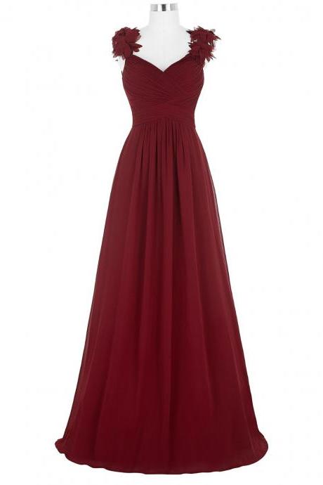 Long Evening Dress ,sexy V Neck Ruched Padded Formal Wedding Party Dress, Burgundy Evening Gowns