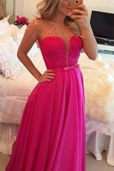 Modest Prom Gown,tulle Prom Dresses, Pink Prom Dress,chiffon Prom Gowns,beading Evening Dress,princess Evening Gowns,sparkly Party Gowns