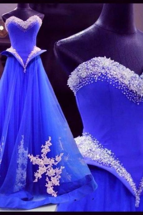 Evening Dresses, Prom Dresses,party Dresses,prom Dresses,royal Blue Prom Dresses,royal Blue Strapless Prom Dress ,pageant Gown,princess Evening