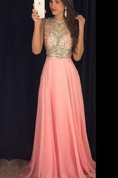 Evening Dresses, Prom Dresses,party Dresses,prom Dresses,prom Dresses,prom Dress,sparkly Pink Evening Gown A-line Chiffon Prom Dress