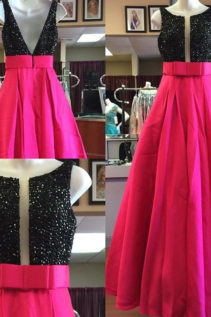  Evening Dresses, Prom Dresses,Party Dresses,New Arrival Prom Dress,Modest Prom Dress,black sequins beaded bow sashes satin long prom dresses 2017 formal evening gowns