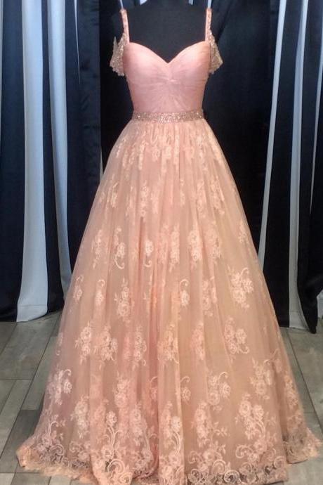 Evening Dresses, Prom Dresses,party Dresses, Prom Dress,modest Prom Dress,blush Pink Lace Ball Gowns Prom Dress 2017 Women&amp;amp;#039;s