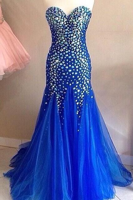 Evening Dresses, Prom Dresses,party Dresses, Prom Dress,modest Prom Dress,royal Blue Mermaid Prom Dresses, Long Sweetheart Evening Gowns