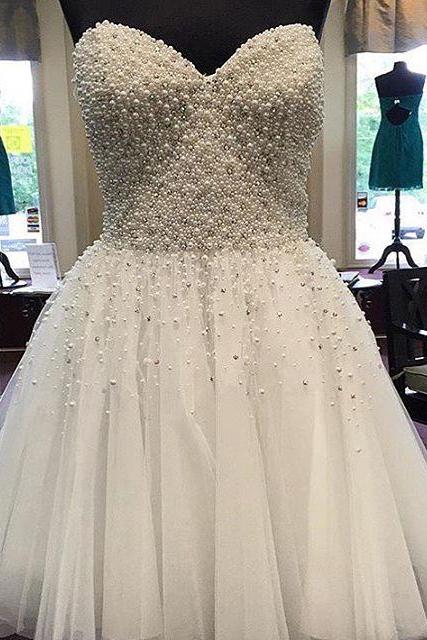 Pearl Beaded White Homecoming Dress, Short Prom Gowns, 2017 Cocktail Party Dress,homecoming Dresses