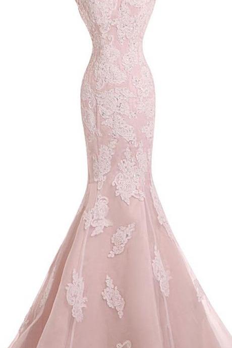 Evening Dresses, Prom Dresses,party Dresses,sexy Evening Gowns Mermaid Pink Prom Dress, Pageant Prom Gown, Evening Gowns