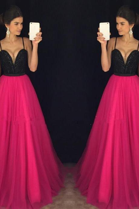 Evening Dresses, Prom Dresses,party Dresses, Prom Dress,modest Prom Dress,black Sweetheart Long Tulle Prom Dresses Sexy Formal Evening