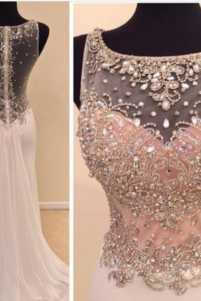  Evening Dresses, Prom Dresses,Party Dresses,Prom Dress, Prom Dresses, Prom Dresses,Luxurious Prom Dress, Round Neck Sweep Train Prom Dresses, Long Evening Dresses ,Formal Dresses, White Prom Dress, Long Prom Dresses, Prom Dresses 2016, Part Dresses, Dress For Prom