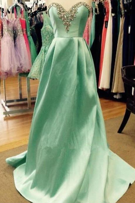 Evening Dresses, Prom Dresses,party Dresses, Sexy Sweetheart Green A-line Long Prom Dresses Evening Gowns Wedding Dress