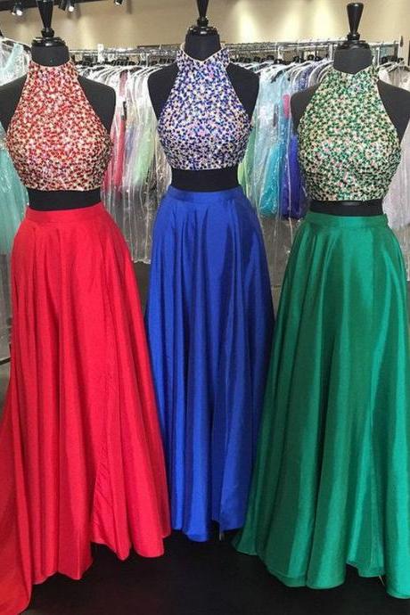  Evening Dresses, Prom Dresses,Party Dresses,Prom Dresses, Prom Dresses,Evening Dress,Party Dresses,Two-Piece Prom Dress With Beaded Bodice, Formal Gown, Long Prom Dresses, Sweep Train Evening Dress, Celebrity Dresses