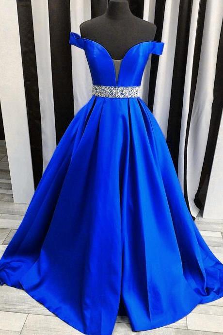 Prom Dresses,evening Dress,party Dresses,sexy Off The Shoulder Satin Ball Gowns ,prom Evening Dresses ,2017 Prom Dresses