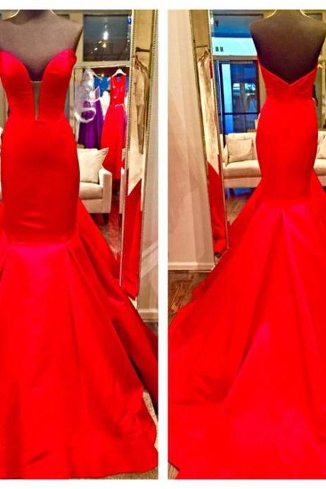 Prom Dresses,evening Dress,party Dresses,red Dresses,sweetheart Long Satin Mermaid Evening Dresses 2017 Real Photos Red Evening Pageant Gowns