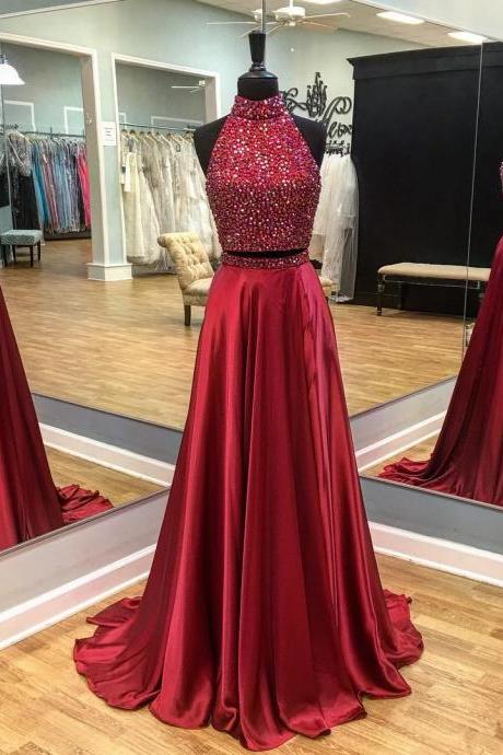 Two Pieces Prom Dresses, 2017 Prom Dresses, Long Prom Dress, Charming Prom Dresses, Real Made Prom Dress, Long Party Dresses
