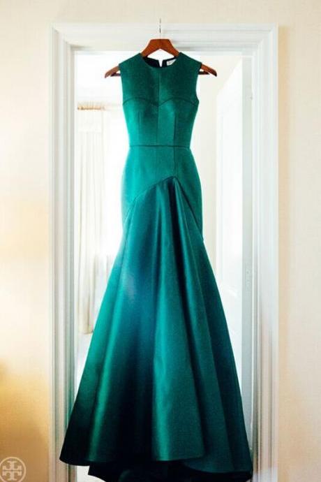 Prom Dress,long Prom Dresses,satin Prom Dress,green Prom Dresses, Elegant Evening Dresses,ankle Length Prom Dresses