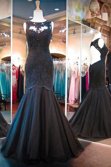 Long Prom Dress, Mermaid Prom Dress, Black Prom Dress, Tulle Prom Dress, Lace Prom Dress, Backless Prom Dress, Evening Dress, Party Dress