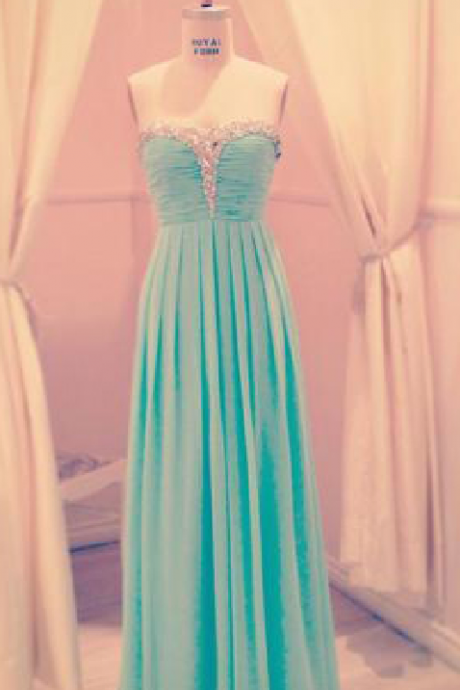 Charming A-line Sweetheart Floor Length Prom Dress With Beadings, Prom Dresses