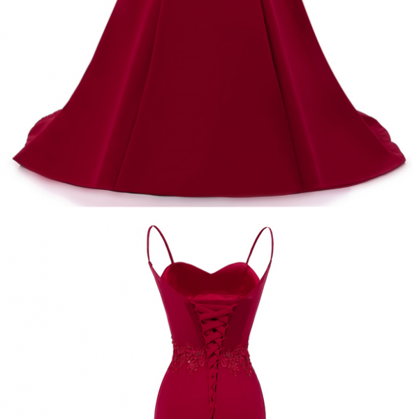 Gorgeous Burgundy Mermaid Evening Dress with Appliques & Beaded Ruffles main image 0