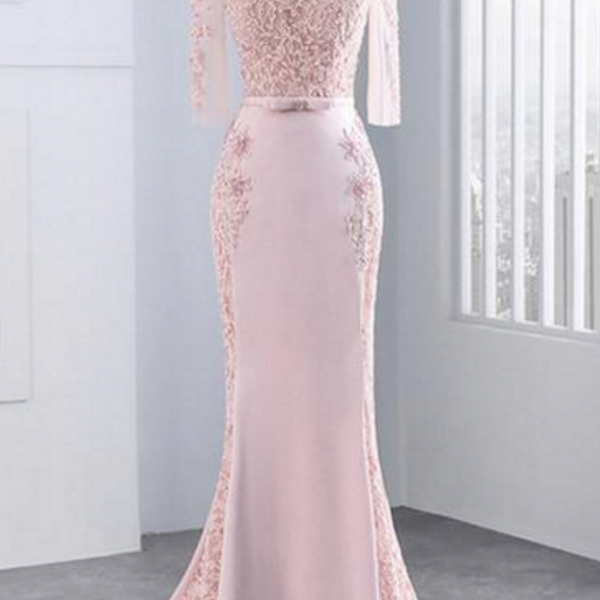 Strapless Sheath Ruched Long Dress With Sweep Train Blushing Pink