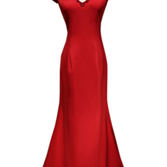 Elegant Sexy Deep V-Neck Mermaid Long Sleeves Front-Slipt Formal Dresses