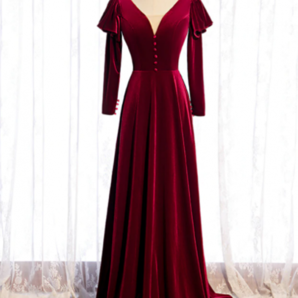 burgundy velvet ball gown