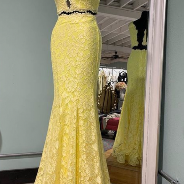 Scoop Neck Lace Mermaid African Prom dresses red Long Formal Evening Dresses LP645 main image 0