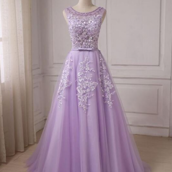 Lavender Tulle Lace Applique Long Teen Party Dress on Luulla