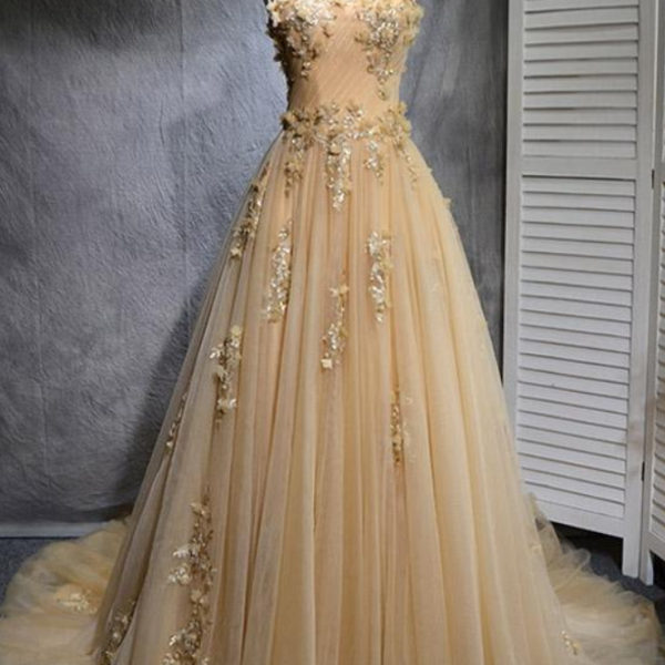  Prom Dresses,Tulle Ball Gown Beaded 