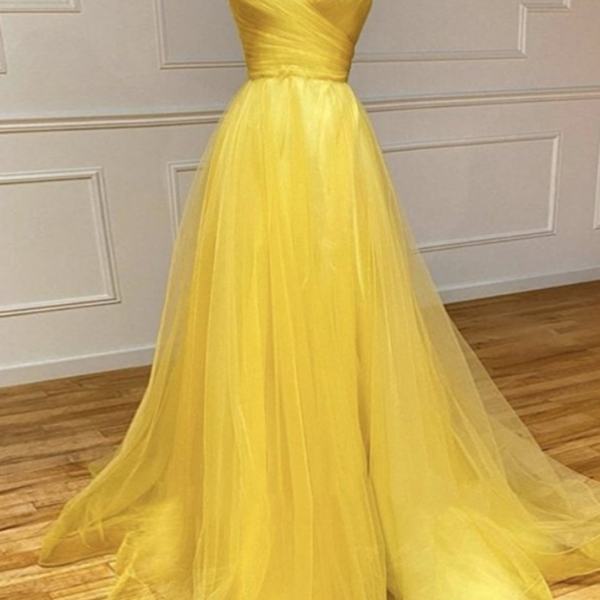 Prom Dresses A-Line/Princess Tulle Ruched V-neck Sleeveless Dresses 