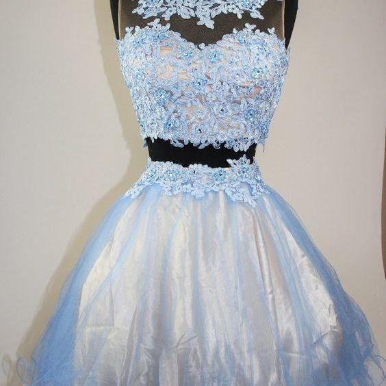 Charming Prom Dress,2 Pieces Homecoming Dress,Tulle Graduation Dress