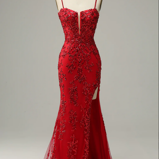 Elegant A-Line Straps Applique Formal Prom Dress, Beautiful Long Prom Dress, Banquet Party Dress