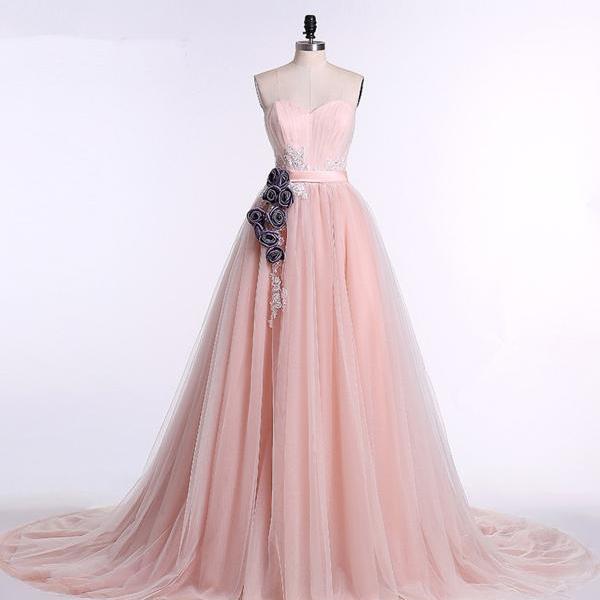 Elegant Sweetheart Neckline Tulle Formal Prom Dress, Beautiful Long Prom Dress, Banquet Party Dress