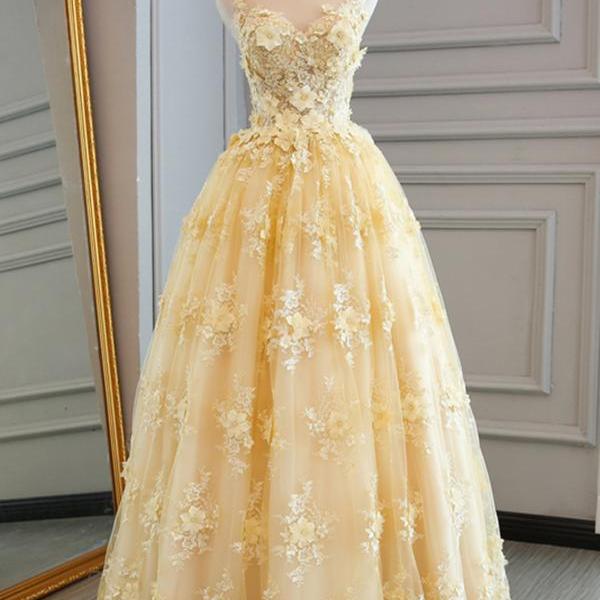 Elegant Sweetheart A-Line Lace Tulle Formal Prom Dress, Beautiful Long Prom Dress, Banquet Party Dress
