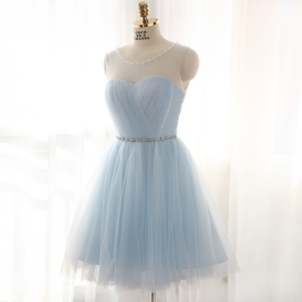Homecoming Dresses,short Light Blue Tulle Cute Sweet Party Dresses