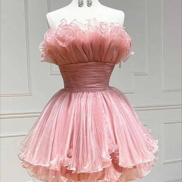 Homecoming Dresses,Pink Tulle Short Prom Dress, Pink Homecoming Dress