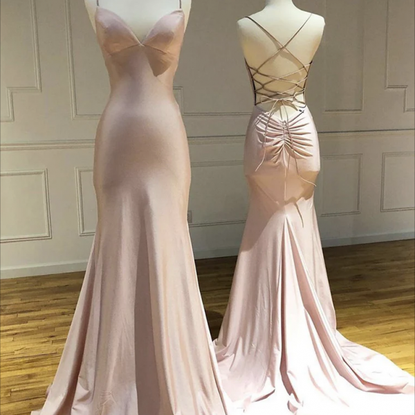 Prom Dress,Simple V Neck Satin Pink Long Prom Dress, Pink Satin Long Formal Dress