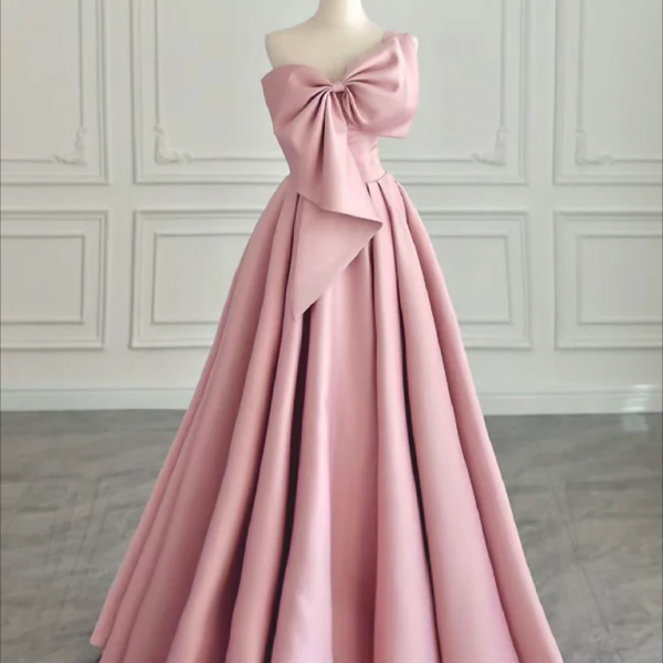 Blush Pink Chiffon V-neck Long Simple Formal Dress