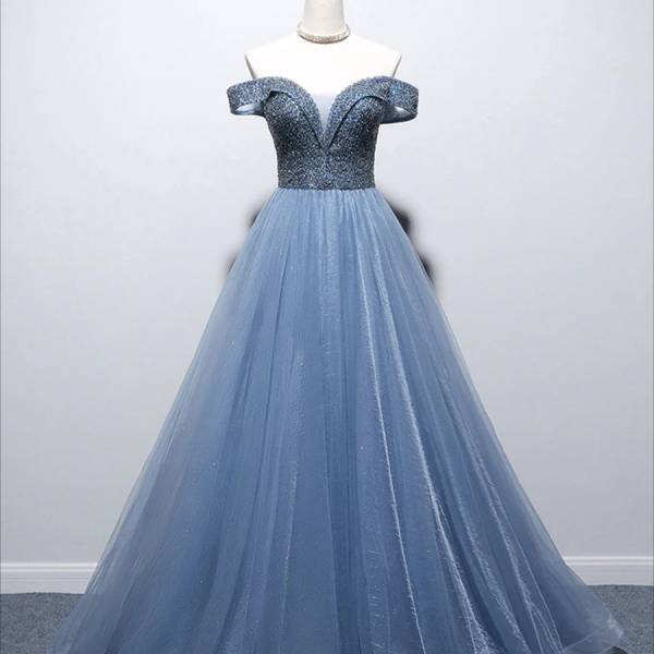 Gorgeous Mermaid Sweetheart Blue Sequin Beads Long Prom Dress Party Dress Graduation Dresses D2630 main image 0