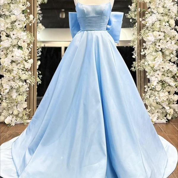 green emerald velvet dress Ladivine 7481 Elegant Formal A-Line Gown Light Blue / 14 main image 1