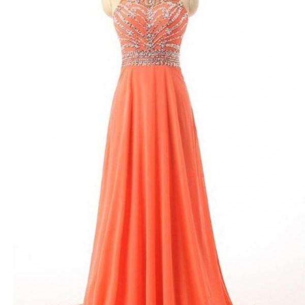 Beautiful Handmade Prom Dresses,long Prom Dress,orange Chiffon Prom ...
