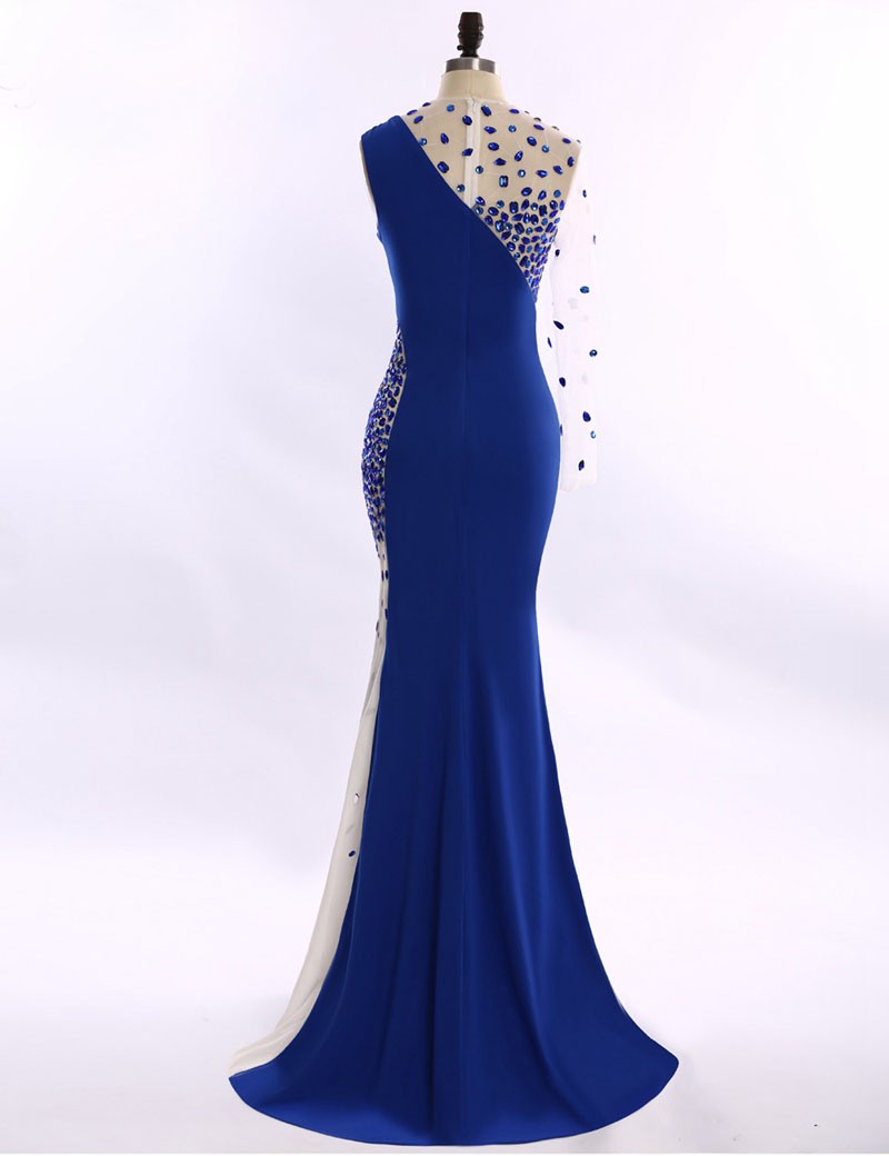 Royal Blue Mermaid Prom Gowns Floor Length Evening Dresses Plus Size ...
