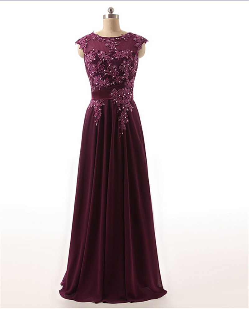 Robe De Mariage Real Photos Dark Purple Chiffon A Line Long Evening ...