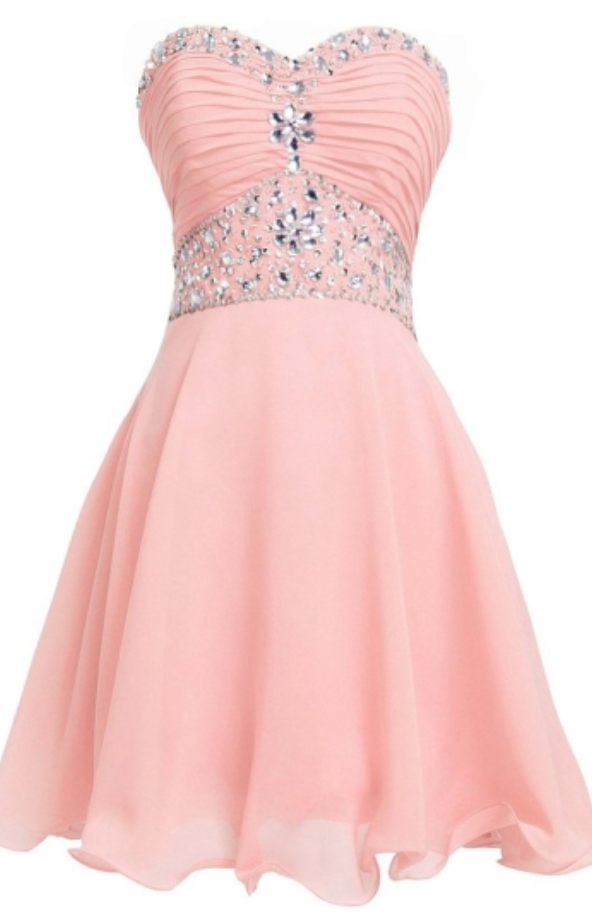 Pink Sweetheart Beadings A-line Mini Homecoming Dresses on Luulla