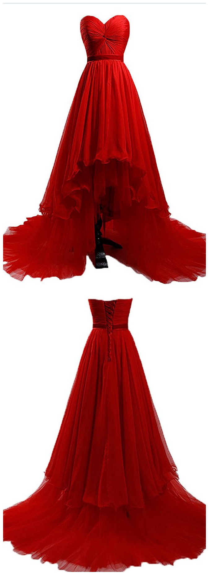 Evening Robe De Soiree Longue High Low Prom Dress, Red Chiffon Long ...