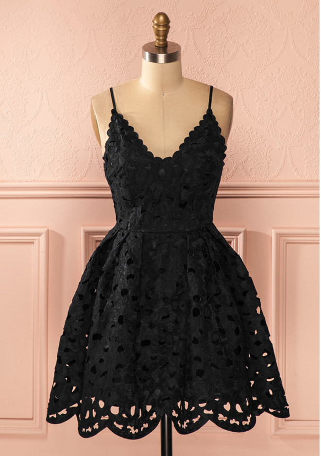 A-line Homecoming Dresses,Lace Homecoming Dresses,Spaghetti Straps ...