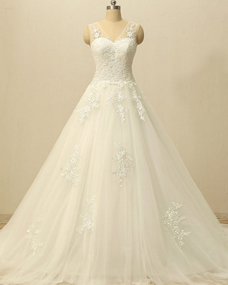 White Wedding Dress,a Line Wedding Dresses,wedding Gown on Luulla