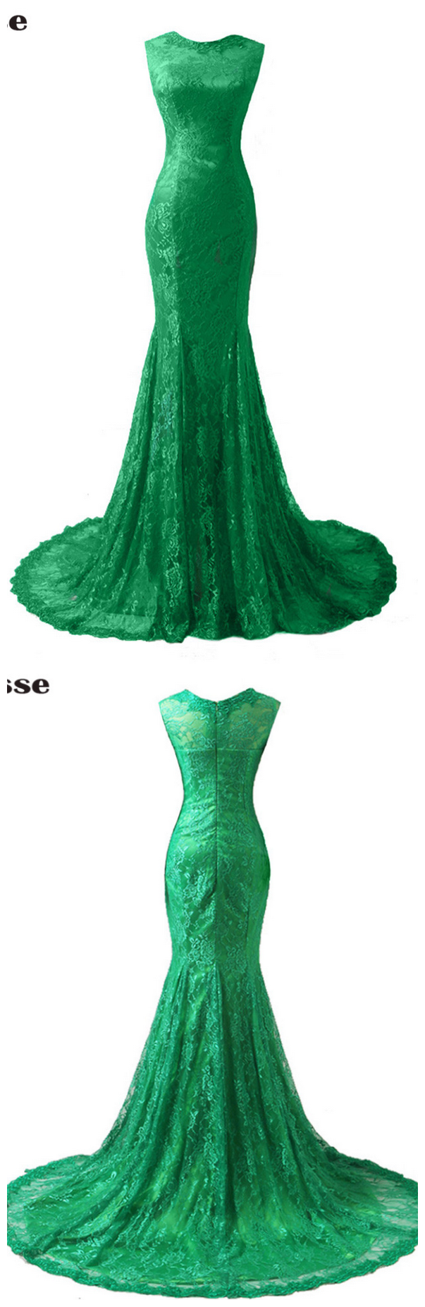 Mermaid Backless Appliques Satin Prom Dresses LBQ3394