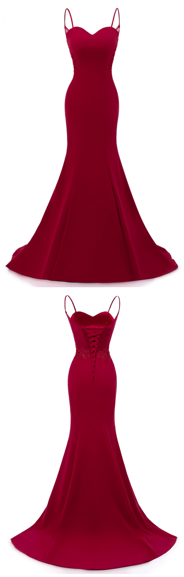 Sexy Burgundy Lace Velvet Slit Mermaid Evening Dress Long Party Gown